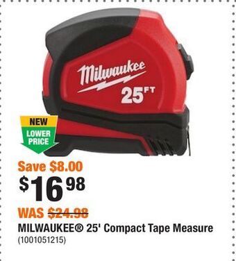 Home Depot Milwaukee 25' compact tape measure offer
