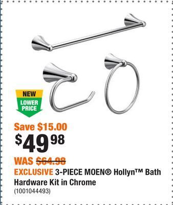 Home Depot Exclusive 3-piece moen hollyn bath hardware kit in chrome offer