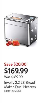 Walmart Involly 2.2 lb bread maker-dual heaters offer