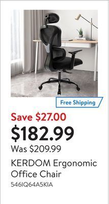 Walmart Kerdom ergonomic office chair offer