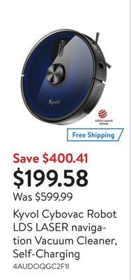 Walmart Kyvol cybovac robot lds laser navigation vacuum cleaner, self-charging offer
