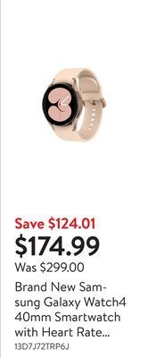 Walmart Brand new samsung galaxy watch4 40mm smartwatch with heart rate monitor offer