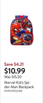 Walmart Marvel kid's spider-man backpack offer