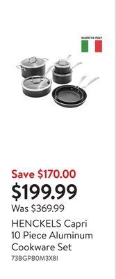 Walmart Henckels capri 10 piece aluminum cookware set offer