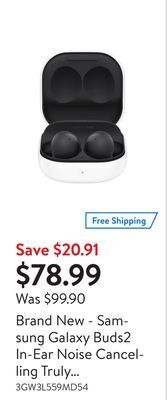 Walmart Brand new - samsung galaxy buds2 in-ear noise cancelling truly wireless headphones offer
