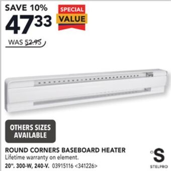 Lowe's Stelpro round corners baseboard heater offer