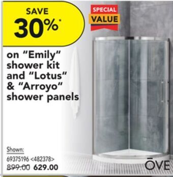 Lowe's Ove emily shower kit and lotus & arroyo shower panels offer
