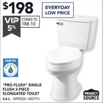 Lowe's Project source pro-flush single flush 2-piece elongated toilet offer