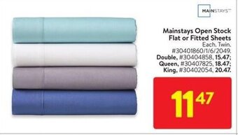 Walmart Mainstays Open Stock Flat or Fitted Sheets offer