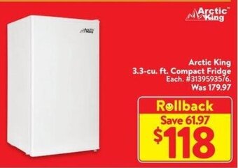Walmart Arctic King 3.3-cu. ft. Compact Fridge offer