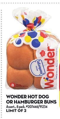 Giant Tiger Wonder hot dog or hamburger buns offer