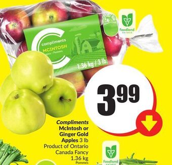 Chalo FreshCo Compliments mcintosh or ginger gold apples 3 lb product of ontario canada fancy 1.36 kg offer