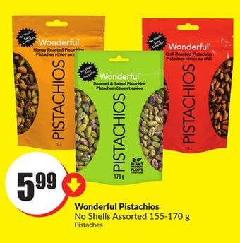 Chalo FreshCo Wonderful pistachios no shells assorted 155-170 g offer