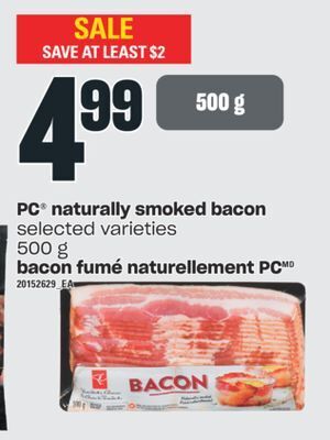 Valu-mart Bacon fumé naturellement pc, 500 g offer