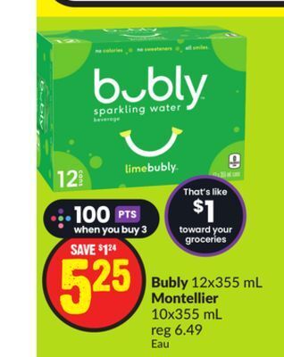 Chalo FreshCo Bubly 12x355 ml montellier 10x355 ml offer