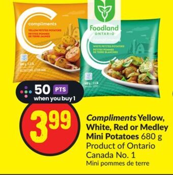 Chalo FreshCo Compliments yellow, white, red or medley mini potatoes 680 g product of ontario canada no. 1 offer