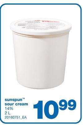 Wholesale Club Sunspun sour cream, 14% 2 l offer