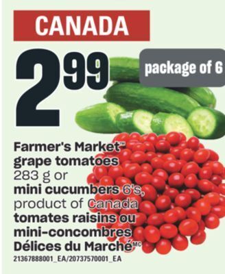 Valu-mart Tomates raisins ou mini-concombres délices du marché offer