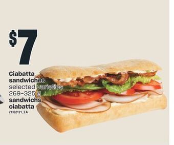 Valu-mart Sandwichs ciabatta, 269-325 g offer
