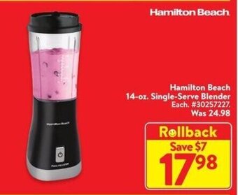Walmart Hamilton Beach 14-oz. Single-Serve Blender offer