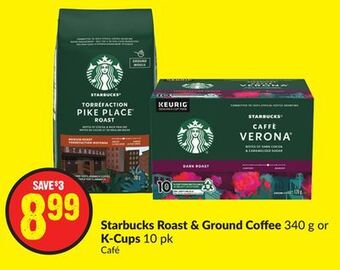 FreshCo Starbucks roast & ground coffee 340 g or k-cups 10 pk offer