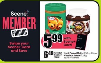 FreshCo Kraft peanut butter 750 g-1 kg or hazelnut spread 725 g offer
