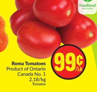 FreshCo Roma tomatoes product of ontario canada no. 1 offer
