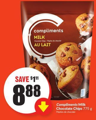 FreshCo Compliments milk chocolate chips 775 g offer