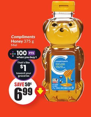 FreshCo Compliments honey 375 g offer