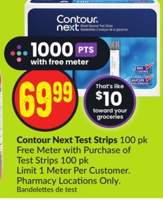 FreshCo Contour next test strips 100 pk free meter with purchase of test strips 100 pk offer