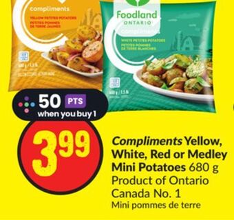 FreshCo Compliments yellow, white, red or medley mini potatoes 680 g product of ontario canada no. 1 offer