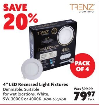 Home Hardware 4 led recessed light fixtures offer