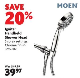 Home Hardware Ignite handheld shower head offer