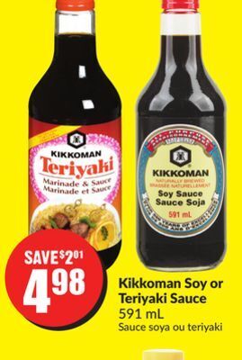 FreshCo Kikkoman soy or teriyaki sauce 591 ml offer