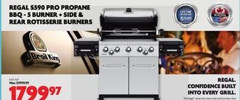 Home Hardware Regal s590 pro propane bbq - 5 burner + side & rear rotisserie burners offer