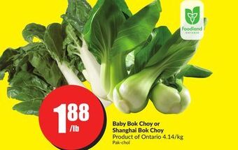 FreshCo Baby bok choy or shanghai bok choy product of ontario 4.14/kg offer