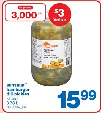 Wholesale Club Sunspun hamburger dill pickles, 3.78 l offer