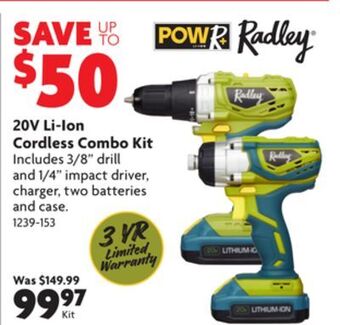 Home Hardware 20v li-ion cordless combo kit offer