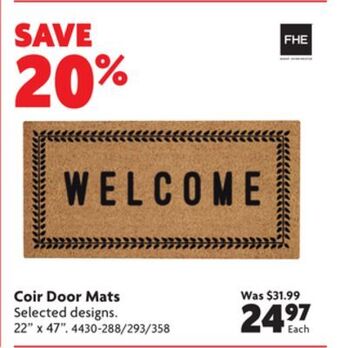 Home Hardware Coir door mats offer