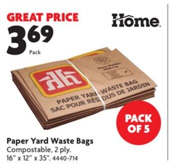 Home Hardware Paper yard waste bags offer