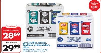 Wholesale Club Lay's, ruffles, doritos, sunchips or miss vickie's chips, 1.44-2.04 kg offer