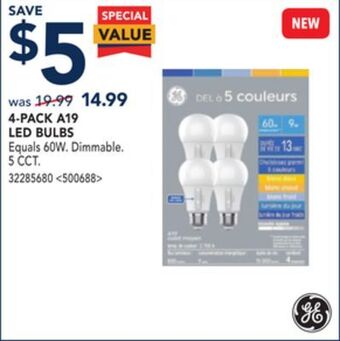 RONA Ge 4-pack a19 led bulbs offer