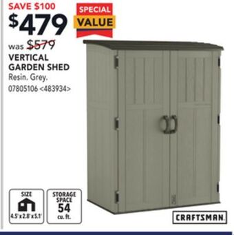 RONA Craftsman vertical garden shed offer