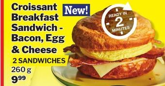 M & M Food Market Croissant breakfast sandwich- bacon, egg & cheese offer