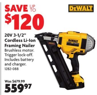 Home Hardware 20v 3-1/2 cordless li-ion framing nailer offer