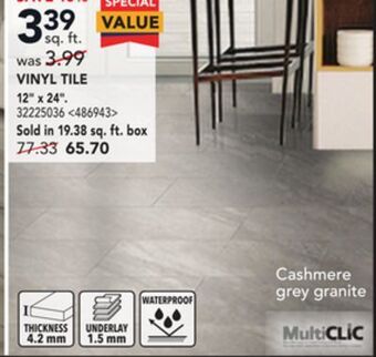 RONA Multiclic vinyl tile 12x24 offer