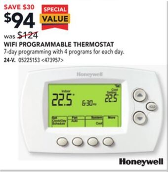 RONA Honeywell wifi programmable thermostat, 24-v offer