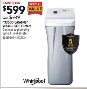 RONA Whirlpool 33000 grains water softener offer