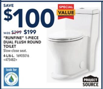 RONA Runfine 1-piece dual flush round toilet 4-l/6-l offer