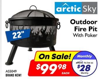 Factory Direct Arctic sky 22 outdoor fire pit with poker offer